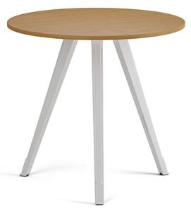 Konferenčný stôl PRIMO ZEN, priemer 80 cm, biela podnož, buk
