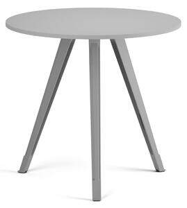 Konferenčný stôl PRIMO ZEN, priemer 80 cm, sivostrieborná podnož, sivá