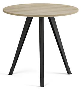 Konferenčný stôl PRIMO ZEN, priemer 80 cm, čierna podnož, dub prírodný