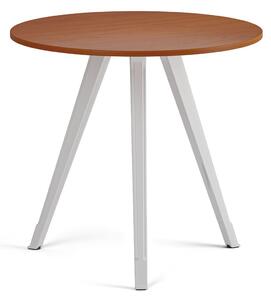 Konferenčný stôl PRIMO ZEN, priemer 80 cm, biela podnož, čerešňa