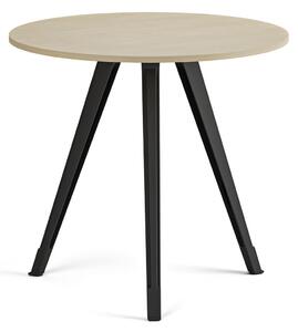 Konferenčný stôl PRIMO ZEN, priemer 80 cm, čierna podnož, breza