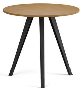Konferenčný stôl PRIMO ZEN, priemer 80 cm, čierna podnož, buk