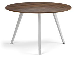 Konferenčný stôl PRIMO ZEN, priemer 120 cm, biela podnož, orech