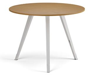 Konferenčný stôl PRIMO ZEN, priemer 100 cm, biela podnož, buk