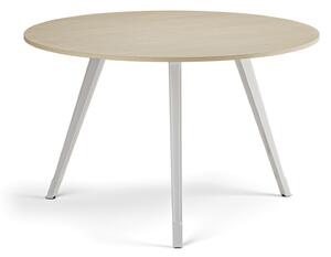 Konferenčný stôl PRIMO ZEN, priemer 120 cm, biela podnož, breza