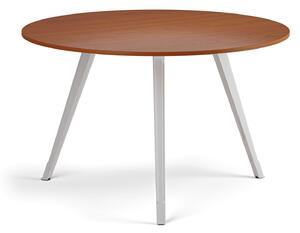 Konferenčný stôl PRIMO ZEN, priemer 120 cm, biela podnož, čerešňa