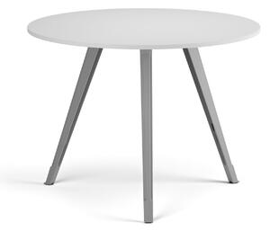 Konferenčný stôl PRIMO ZEN, priemer 100 cm, sivostrieborná podnož, biela