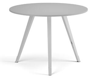 Konferenčný stôl PRIMO ZEN, priemer 100 cm, biela podnož, sivá