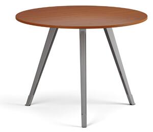Konferenčný stôl PRIMO ZEN, priemer 100 cm, sivostrieborná podnož, čerešňa