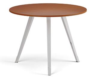 Konferenčný stôl PRIMO ZEN, priemer 100 cm, biela podnož, čerešňa