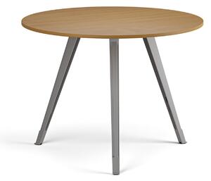 Konferenčný stôl PRIMO ZEN, priemer 100 cm, sivostrieborná podnož, buk