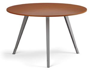 Konferenčný stôl PRIMO ZEN, priemer 120 cm, sivostrieborná podnož, čerešňa