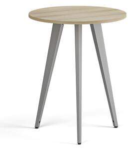 Konferenčný stôl PRIMO VIBE, priemer 60 cm, sivostrieborná podnož, dub prírodný