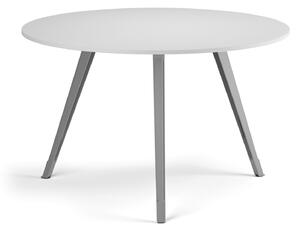 Konferenčný stôl PRIMO ZEN, priemer 120 cm, sivostrieborná podnož, biela