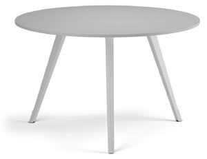 Konferenčný stôl PRIMO ZEN, priemer 120 cm, biela podnož, sivá