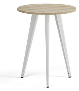 Konferenčný stôl PRIMO VIBE, priemer 60 cm, biela podnož, dub prírodný