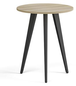 Konferenčný stôl PRIMO VIBE, priemer 60 cm, čierna podnož, dub prírodný