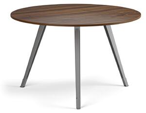Konferenčný stôl PRIMO ZEN, priemer 120 cm, sivostrieborná podnož, orech