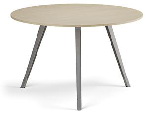 Konferenčný stôl PRIMO ZEN, priemer 120 cm, sivostrieborná podnož, breza