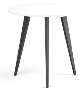 Konferenčný stôl PRIMO VIBE, priemer 80 cm, čierna podnož, biela