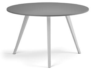 Konferenčný stôl PRIMO ZEN, priemer 120 cm, biela podnož, grafit