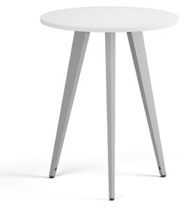 Konferenčný stôl PRIMO VIBE, priemer 60 cm, sivostrieborná podnož, biela