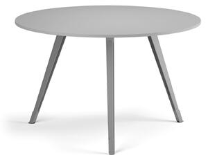 Konferenčný stôl PRIMO ZEN, priemer 120 cm, sivostrieborná podnož, sivá