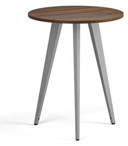 Konferenčný stôl PRIMO VIBE, priemer 60 cm, sivostrieborná podnož, orech