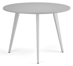 Konferenčný stôl PRIMO VIBE, priemer 100 cm, biela podnož, sivá