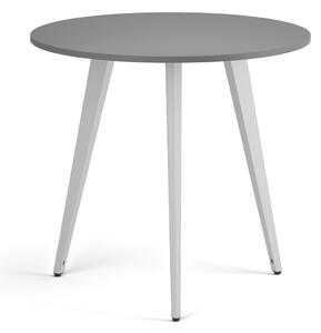 Konferenčný stôl PRIMO VIBE, priemer 80 cm, biela podnož, grafit