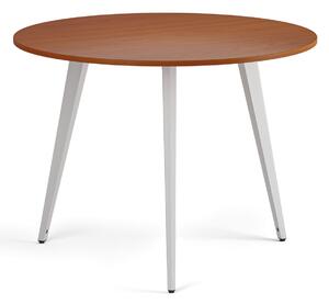Konferenčný stôl PRIMO VIBE, priemer 100 cm, biela podnož, čerešňa