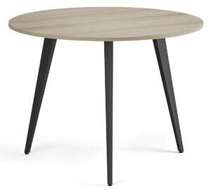 Konferenčný stôl PRIMO VIBE, priemer 100 cm, čierna podnož, dub prírodný