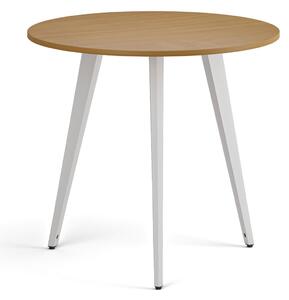 Konferenčný stôl PRIMO VIBE, priemer 80 cm, biela podnož, buk