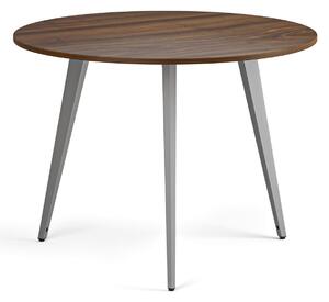 Konferenčný stôl PRIMO VIBE, priemer 100 cm, sivostrieborná podnož, orech