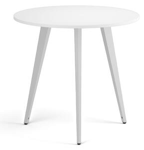 Konferenčný stôl PRIMO VIBE, priemer 80 cm, biela podnož, biela