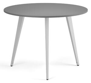 Konferenčný stôl PRIMO VIBE, priemer 100 cm, biela podnož, grafit