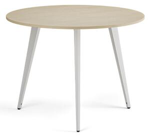 Konferenčný stôl PRIMO VIBE, priemer 100 cm, biela podnož, breza