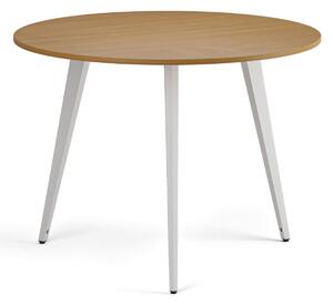 Konferenčný stôl PRIMO VIBE, priemer 100 cm, biela podnož, buk
