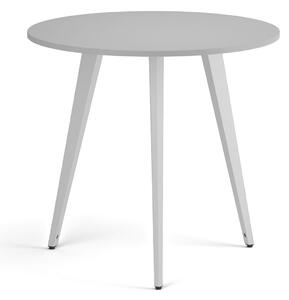 Konferenčný stôl PRIMO VIBE, priemer 80 cm, biela podnož, sivá