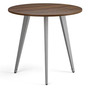 Konferenčný stôl PRIMO VIBE, priemer 80 cm, sivostrieborná podnož, orech