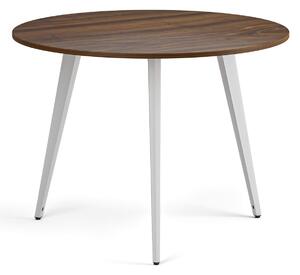 Konferenčný stôl PRIMO VIBE, priemer 100 cm, biela podnož, orech