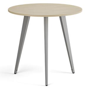 Konferenčný stôl PRIMO VIBE, priemer 80 cm, sivostrieborná podnož, breza