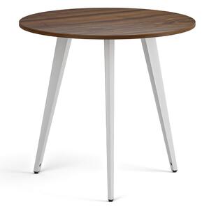 Konferenčný stôl PRIMO VIBE, priemer 80 cm, biela podnož, orech