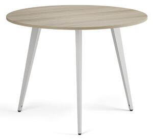 Konferenčný stôl PRIMO VIBE, priemer 100 cm, biela podnož, dub prírodný