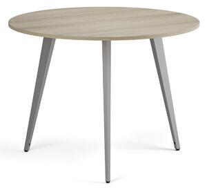 Konferenčný stôl PRIMO VIBE, priemer 100 cm, sivostrieborná podnož, dub prírodný