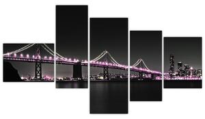 Nočný osvetlený most - obraz (Obraz 150x85cm)