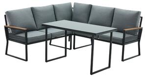 Záhradný set, čierna/sivá, FARLY