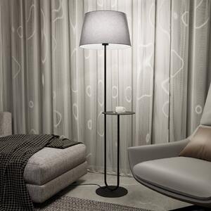 Hotelová stojacia lampa, sivá/čierna, výška 150 cm, látka/kov, Čierna, Obývacia izba / jedáleň, kov, Moderný, Stojaca lampa
