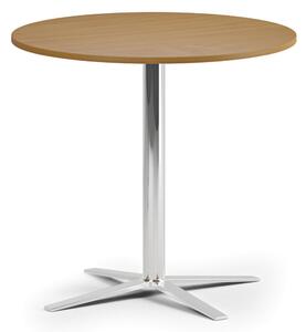 Konferenčný stolík AURA, priemer 80 cm, chróm podnož, buk