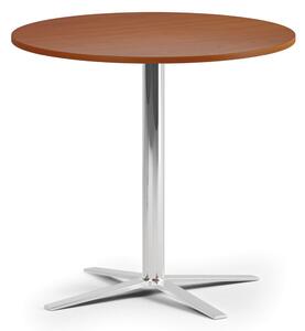 Konferenčný stolík AURA, priemer 80 cm, chróm podnož, čerešňa